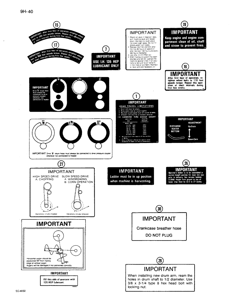 Схема запчастей Case IH 1680 - (9H-40) - DECALS, IMPORTANT INSTRUCTIONS (12) - CHASSIS