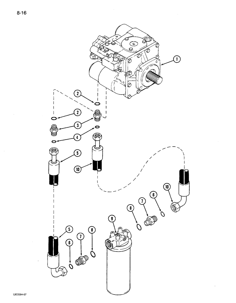 Схема запчастей Case IH 1680 - (8-016) - FILTER CHARGE SYSTEM, RICE COMBINE, P.I.N. JJC0047918 & AFTER (07) - HYDRAULICS