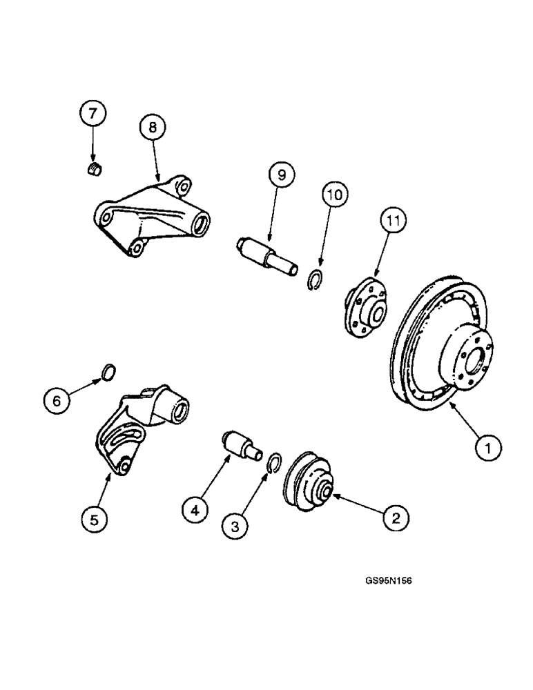 Схема запчастей Case IH DT-429 - (9-70) - FAN BEARING HOUSING, PULLEY, AND IDLER 