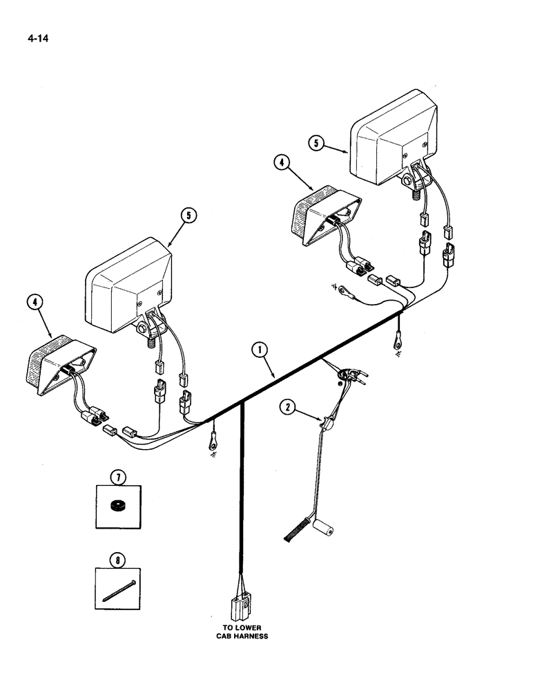 Схема запчастей Case IH 3394 - (4-14) - REAR COMPONENT HARNESS (04) - ELECTRICAL SYSTEMS