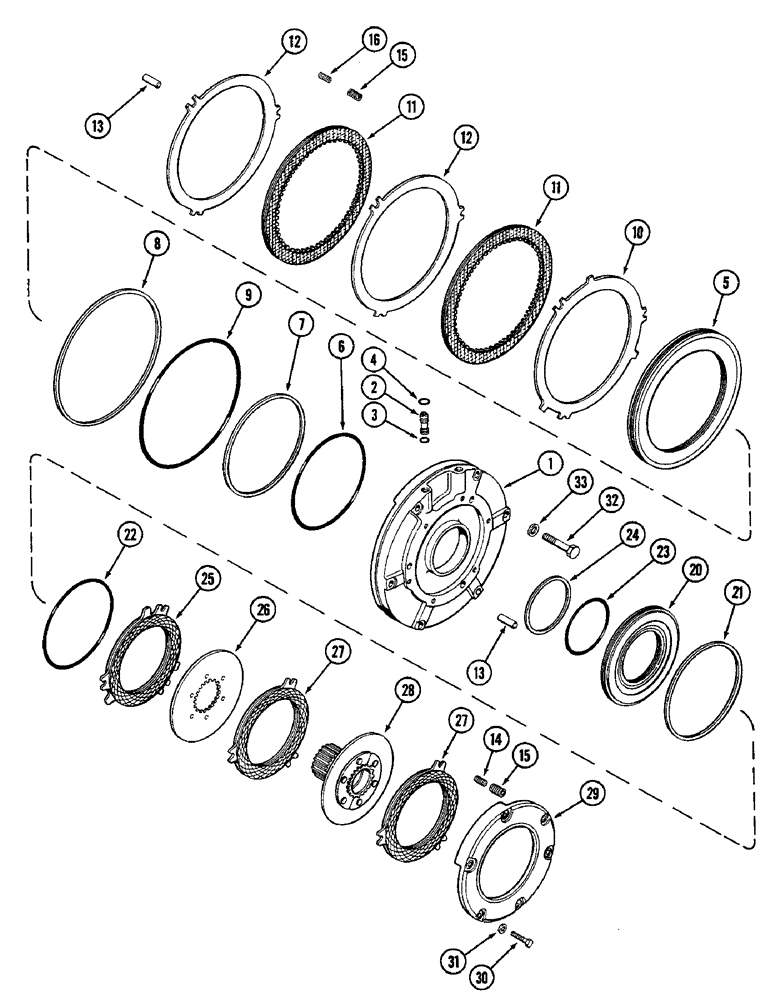 Схема запчастей Case IH 2096 - (6-166) - POWER SHIFT TRANSMISSION, (C1) AND (C4) CLUTCHES (06) - POWER TRAIN