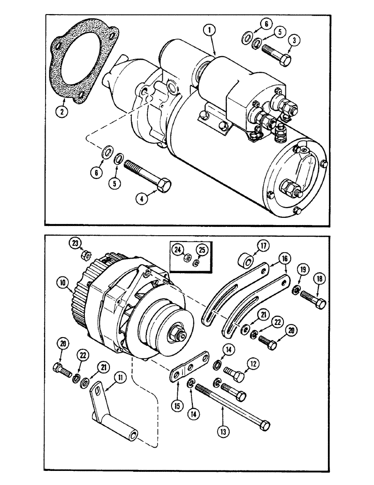 Схема запчастей Case IH 4890 - (4-112) - STARTER MOUNTING, ALTERNATOR MOUNTING (04) - ELECTRICAL SYSTEMS