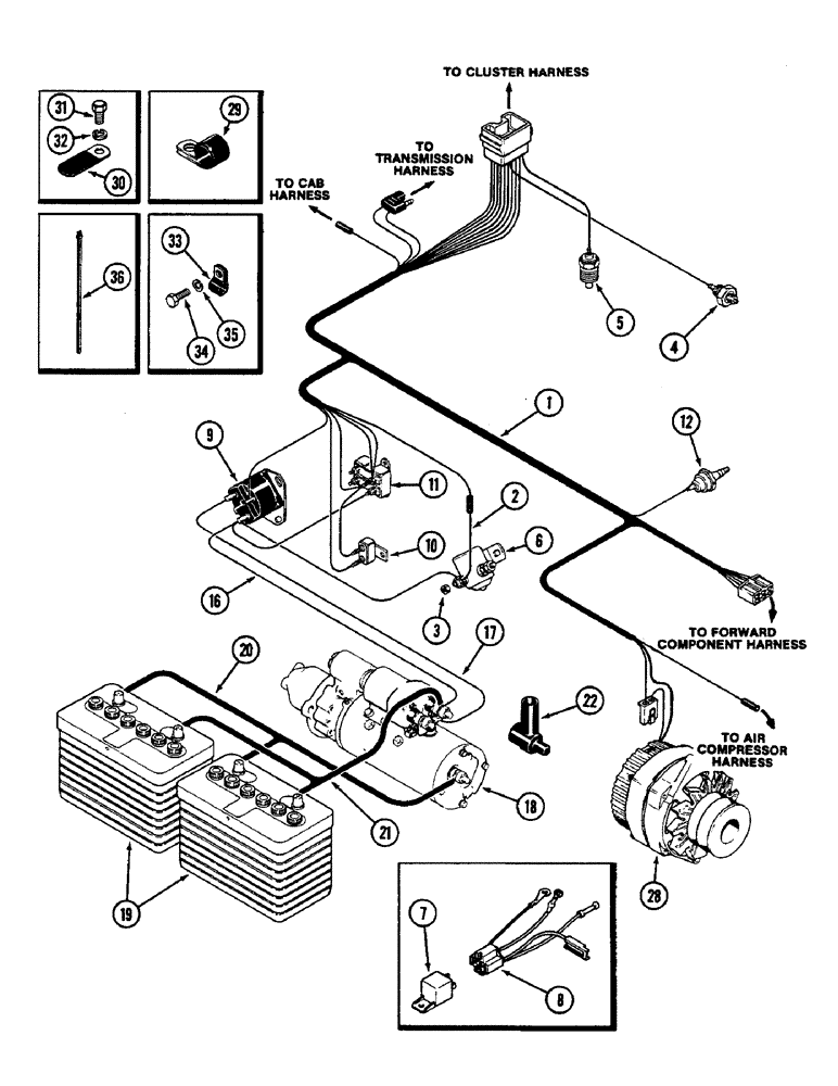 Схема запчастей Case IH 2290 - (4-084) - ENGINE HARNESS, PRIOR TO P.I.N. 8841101 (04) - ELECTRICAL SYSTEMS