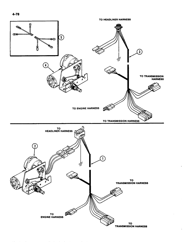 Схема запчастей Case IH 4490 - (4-078) - CAB, LOWER WIRING HARNESS (04) - ELECTRICAL SYSTEMS