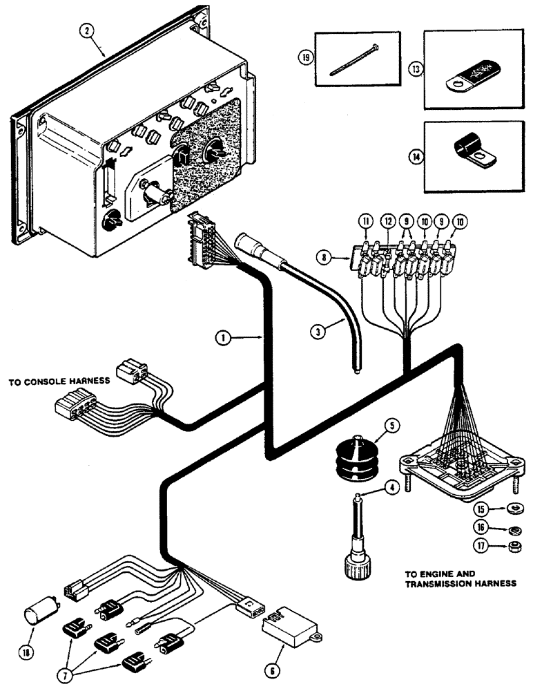 Схема запчастей Case IH 2390 - (4-072) - CLUSTER HARNESS, PRIOR TO P.I.N. 8841101 (04) - ELECTRICAL SYSTEMS