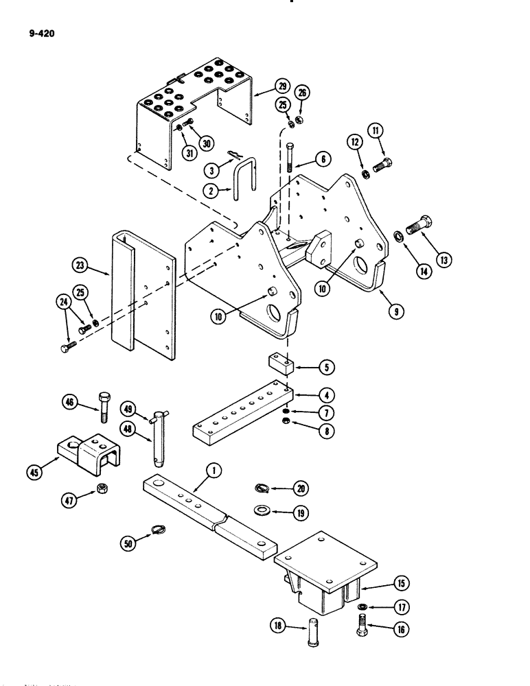 Схема запчастей Case IH 2294 - (9-420) - DRAWBAR, WITH HITCH (09) - CHASSIS/ATTACHMENTS