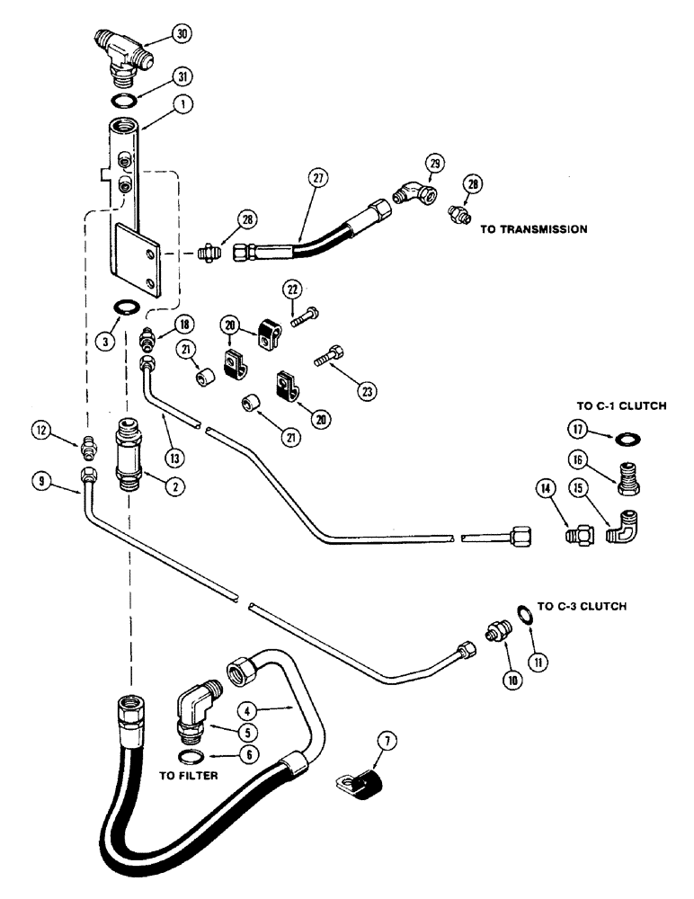 Схема запчастей Case IH 2870 - (248) - TRANSMISSION AND CLUTCH LUBRICATION TUBES (06) - POWER TRAIN