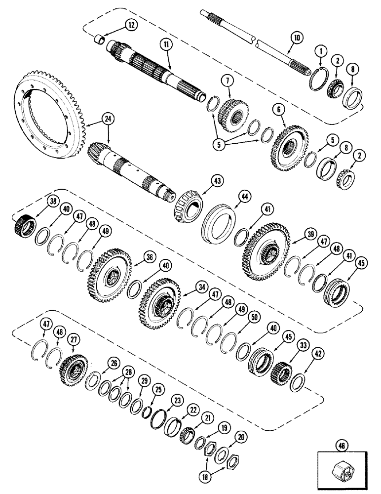 Схема запчастей Case IH 2394 - (6-050) - TRANSMISSION, PLANETARY OUTPUT, TRANSMISSION NO. 16260432 AND AFTER (06) - POWER TRAIN