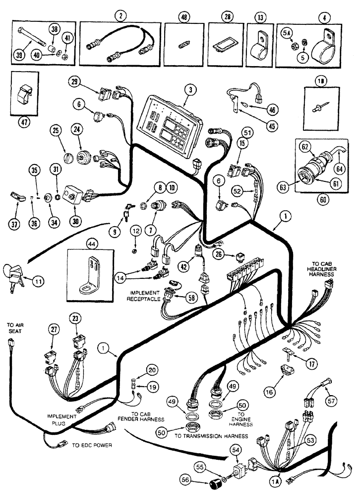 Схема запчастей Case IH 7230 - (4-002) - LOWER CAB HARNESS (04) - ELECTRICAL SYSTEMS