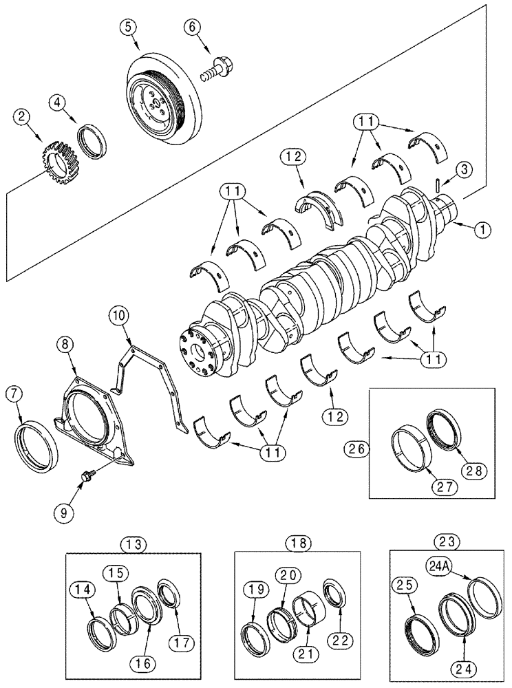 Схема запчастей Case IH 3210 - (03-020) - CRANKSHAFT (01) - ENGINE