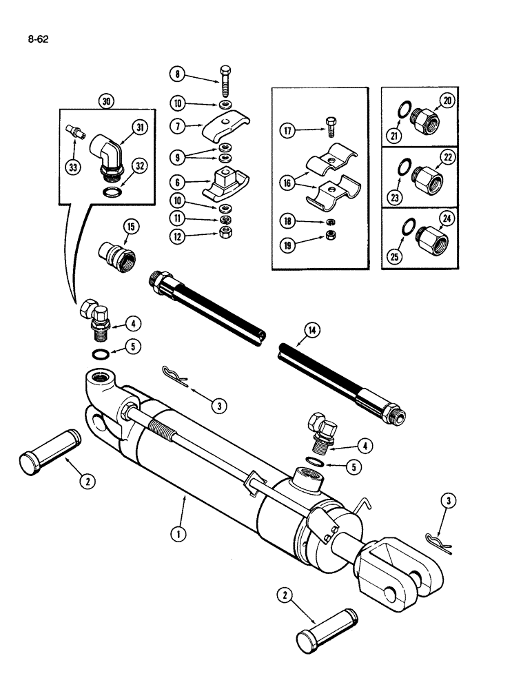 Схема запчастей Case IH 3594 - (8-062) - REMOTE HYDRAULIC CYLINDER ATTACHING PARTS (08) - HYDRAULICS