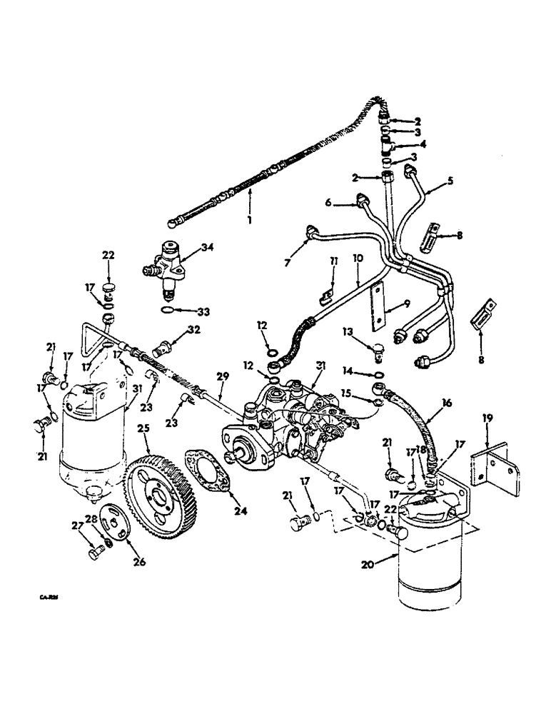 Схема запчастей Case IH 2400 - (12-49) - FUEL INJECTION PUMP AND CONNECTIONS, BOSCH INJECTION Power