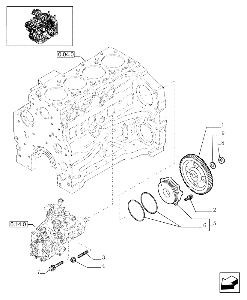 Схема запчастей Case IH MXU110 - (0.14.2) - INJECTION PUMP DRIVE (01) - ENGINE