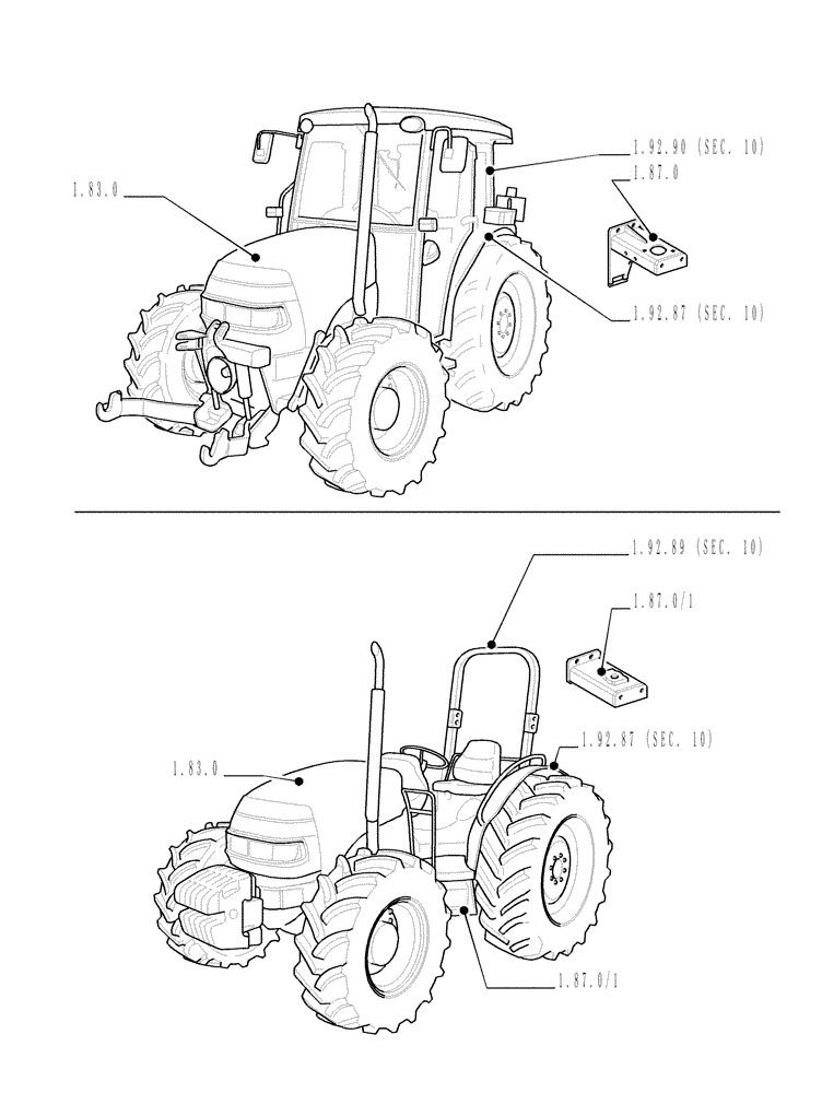 Схема запчастей Case IH JX1095C - (1.82.9) - SEC. 08 - SHEET METAL SEC. (08) - SHEET METAL