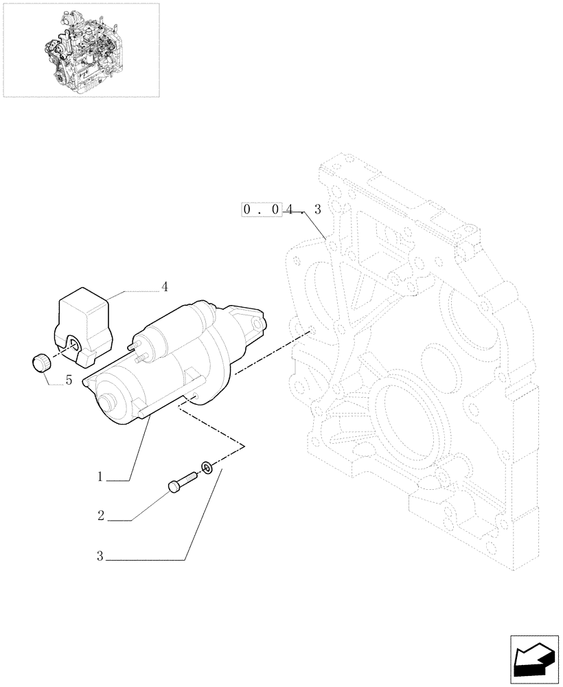 Схема запчастей Case IH JX1085C - (0.36.0) - STARTER MOTOR (01) - ENGINE