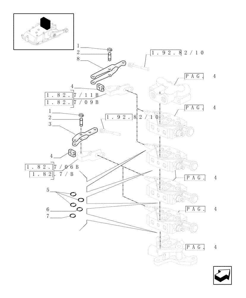 Схема запчастей Case IH JX1095C - (1.82.7/11[05]) - (VAR.165) 4 REAR REMOTE VALVES FOR MDC - RINGS - D5484 (07) - HYDRAULIC SYSTEM