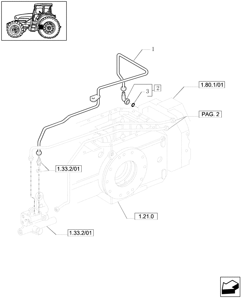 Схема запчастей Case IH JX1070U - (1.80.6/01[01]) - (VAR.007) NA ONLY - POWER TAKEOFF - PIPES (07) - HYDRAULIC SYSTEM