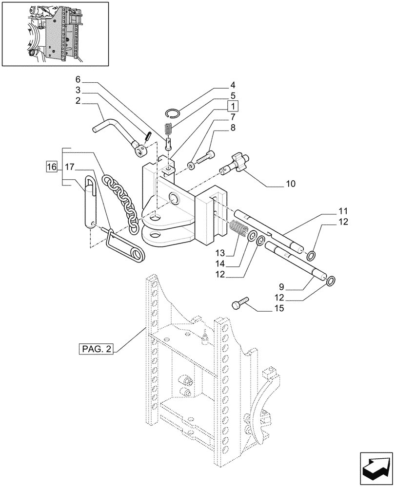 Схема запчастей Case IH JX1070N - (1.89.0/01[01]) - (VAR.572-891) FIXED HOOK, CAT. "C", VERTICAL ADJUST SLIDING (09) - IMPLEMENT LIFT