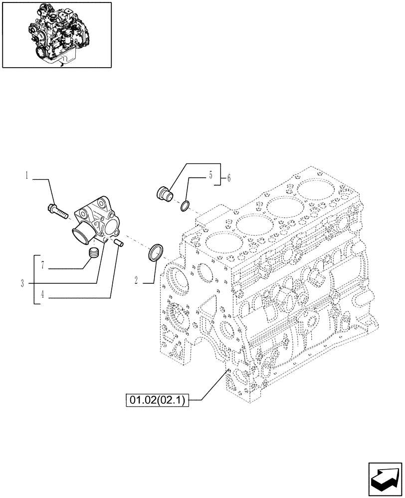 Схема запчастей Case IH WDX1002S - (01.15[02.2]) - PIPING - ENGINE COOLING SYSTEM (01) - ENGINE