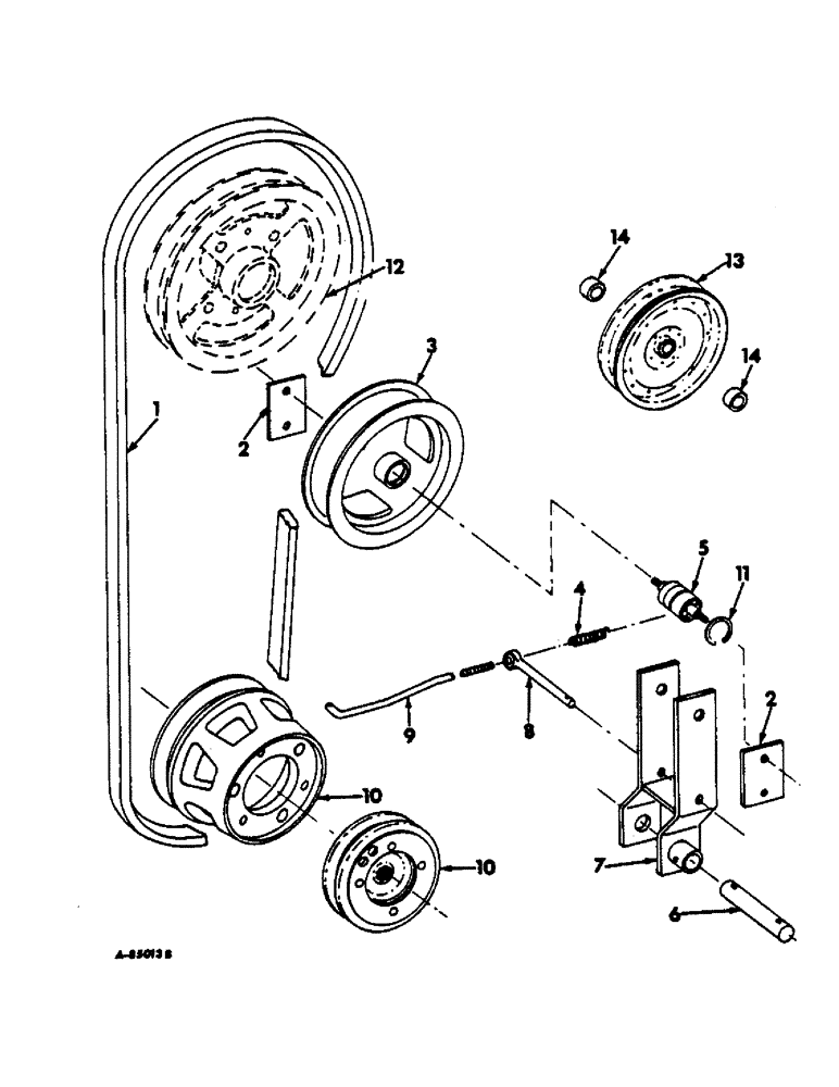 Схема запчастей Case IH 622 - (B-14) - POWER TRAIN, DRUM DRIVE PULLEY AND IDLER (03) - POWER TRAIN