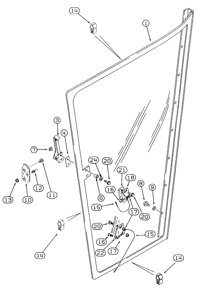 Схема запчастей Case IH 2155 - (9E-06) - CAB, RIGHT-HAND DOOR ASSEMBLY (10) - CAB & AIR CONDITIONING