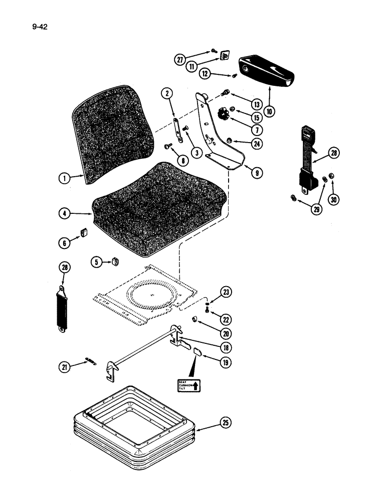 Схема запчастей Case IH 3394 - (9-042) - CLOTH SEAT, AIR/OIL SUSPENSION (09) - CHASSIS/ATTACHMENTS