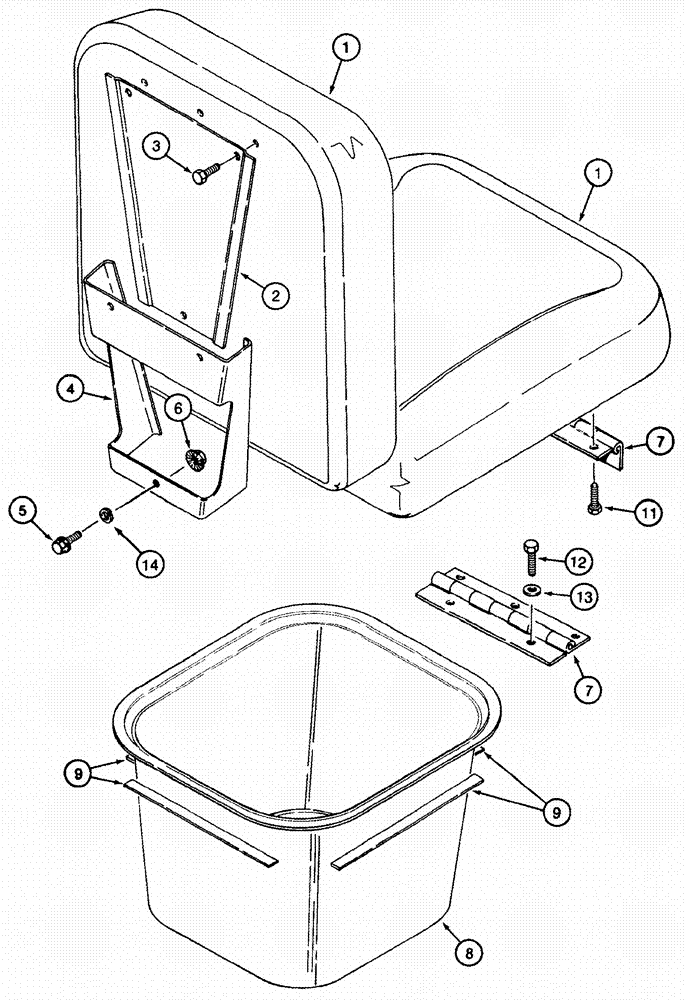 Схема запчастей Case IH 620 - (09E-09) - SEAT, INSTRUCTIONAL - STORAGE TRAY (10) - CAB & AIR CONDITIONING