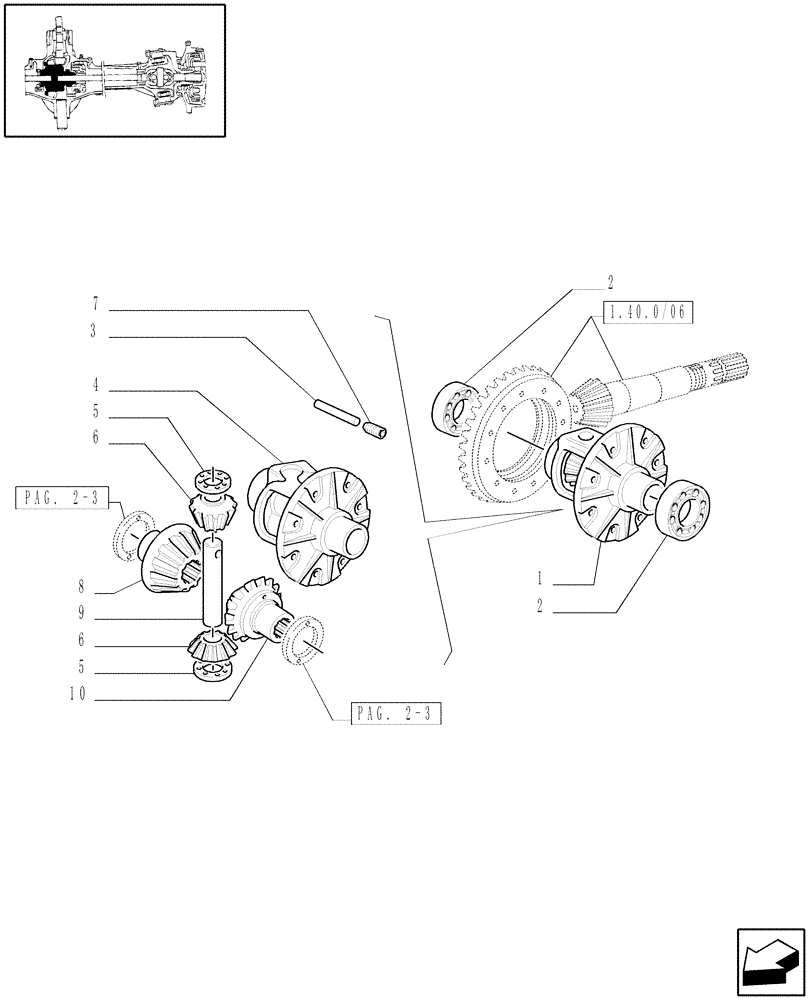 Схема запчастей Case IH JX70 - (1.40. 0/07[01]) - 4WD FRONT AXLE - DIFFERENTIAL (04) - FRONT AXLE & STEERING