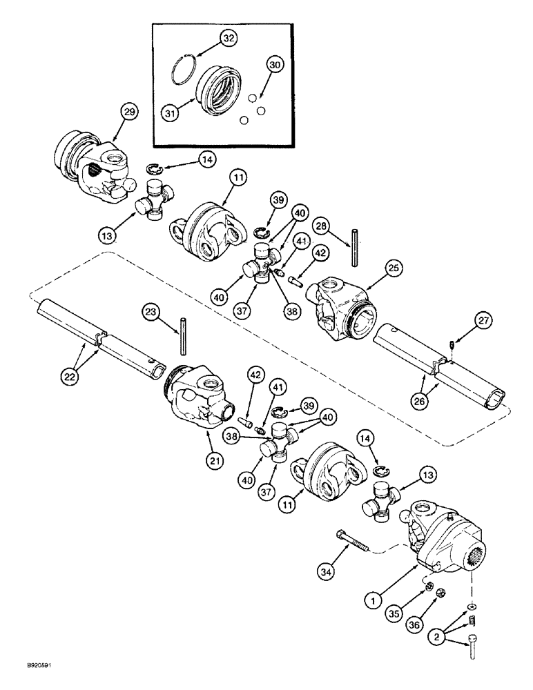 Схема запчастей Case IH 2044 - (9A-08) - AUXILIARY DRUM DRIVE SHAFT (13) - PICKING SYSTEM