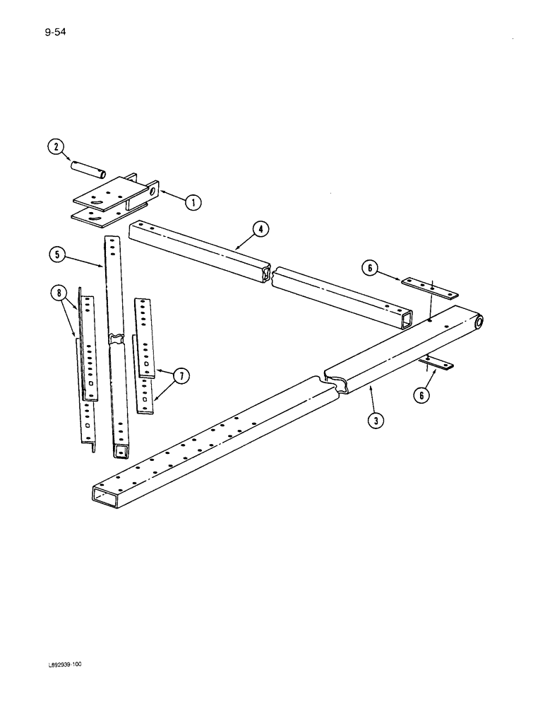 Схема запчастей Case IH 6300 - (9-054) - WING HITCH, THREE AND FOUR DRILL (09) - CHASSIS/ATTACHMENTS