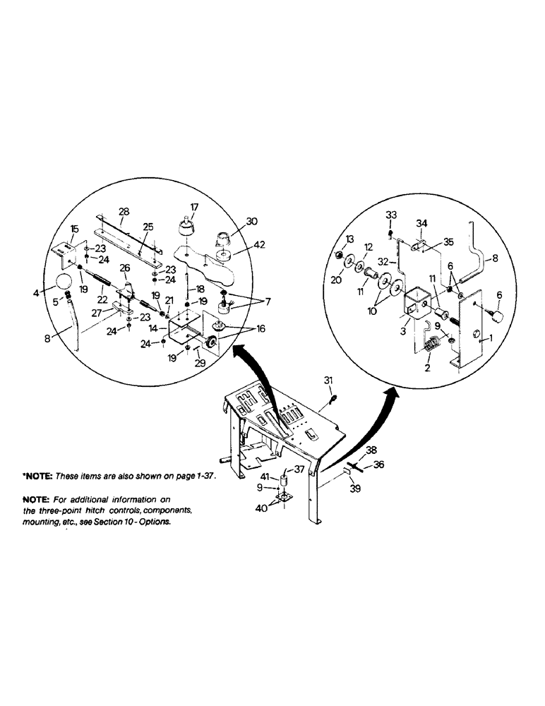 Схема запчастей Case IH 9110 - (01-45) - THREE-POINT HITCH CONTROLS (10) - CAB