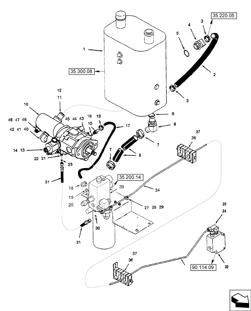 Схема запчастей Case IH 2588 - (35.220.01) - HYDRAULICS - AUXILIARY PUMP SUPPLY (35) - HYDRAULIC SYSTEMS