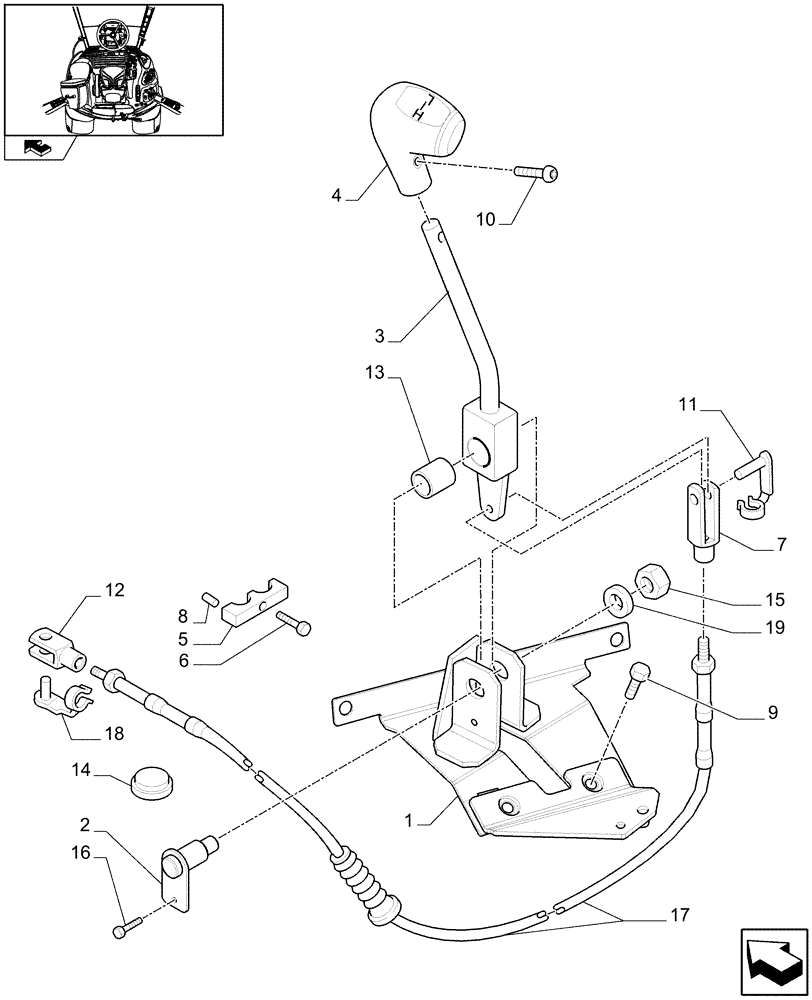 Схема запчастей Case IH MAXXUM 120 - (1.96.0[01A]) - SPEED GEARSHIFT CONTROL LEVER - D6819 (10) - OPERATORS PLATFORM/CAB