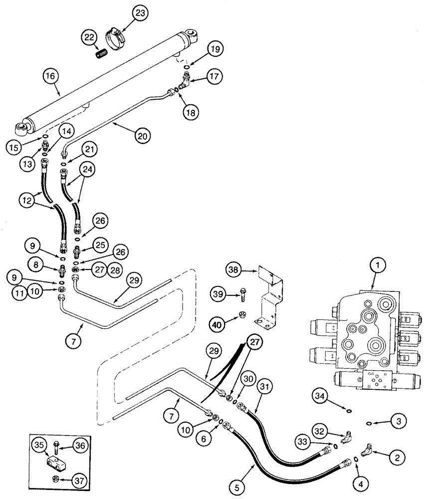 Схема запчастей Case IH 2388 - (08-31) - HYDRAULICS - UNLOADER TUBE SWING CYLINDER (07) - HYDRAULICS