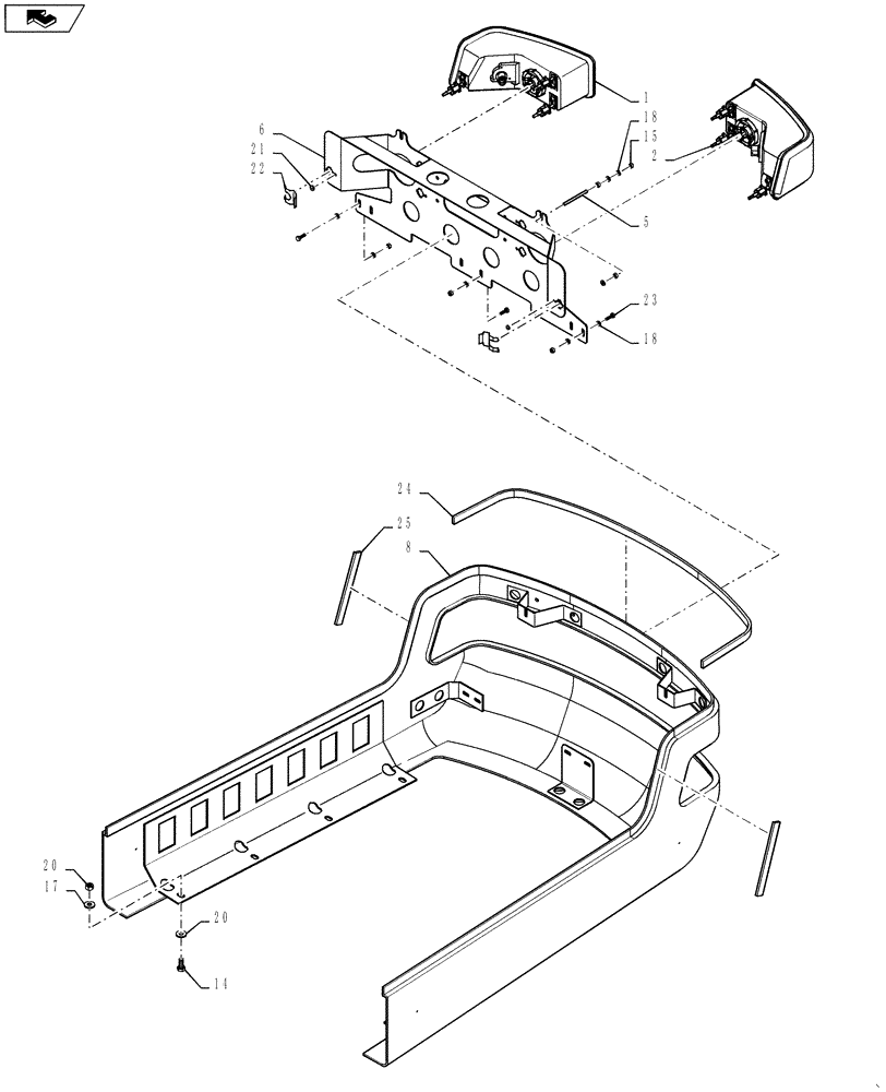 Схема запчастей Case IH 4420 - (04-025) - HOOD GROUP, LOWER Suspension & Frame