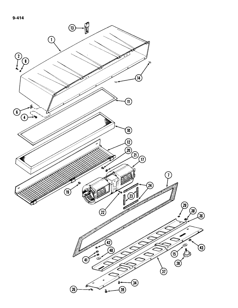 Схема запчастей Case IH 4994 - (9-414) - CAB, AIR FILTER AND BLOWER (09) - CHASSIS/ATTACHMENTS