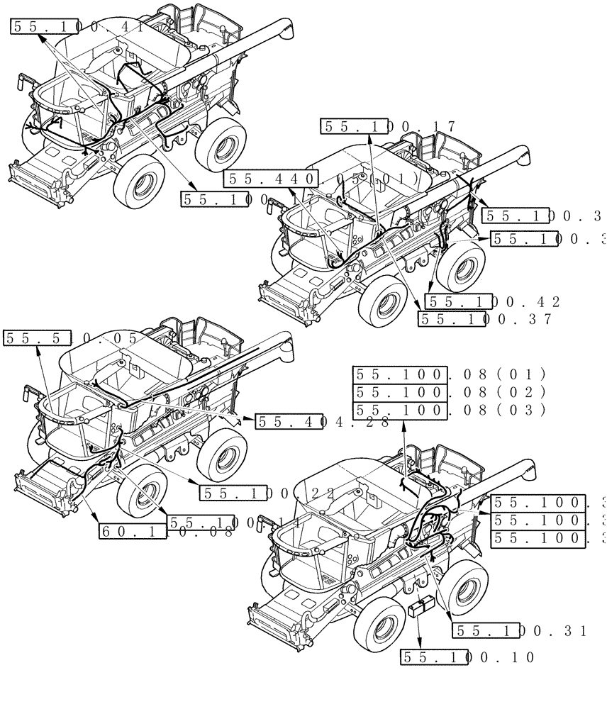 Схема запчастей Case IH 8120 - (00.000.55[01B]) - PICTORIAL INDEX - ELECTRICAL, HARNESSES - 8120/8120(LA) (00) - GENERAL & PICTORIAL INDEX