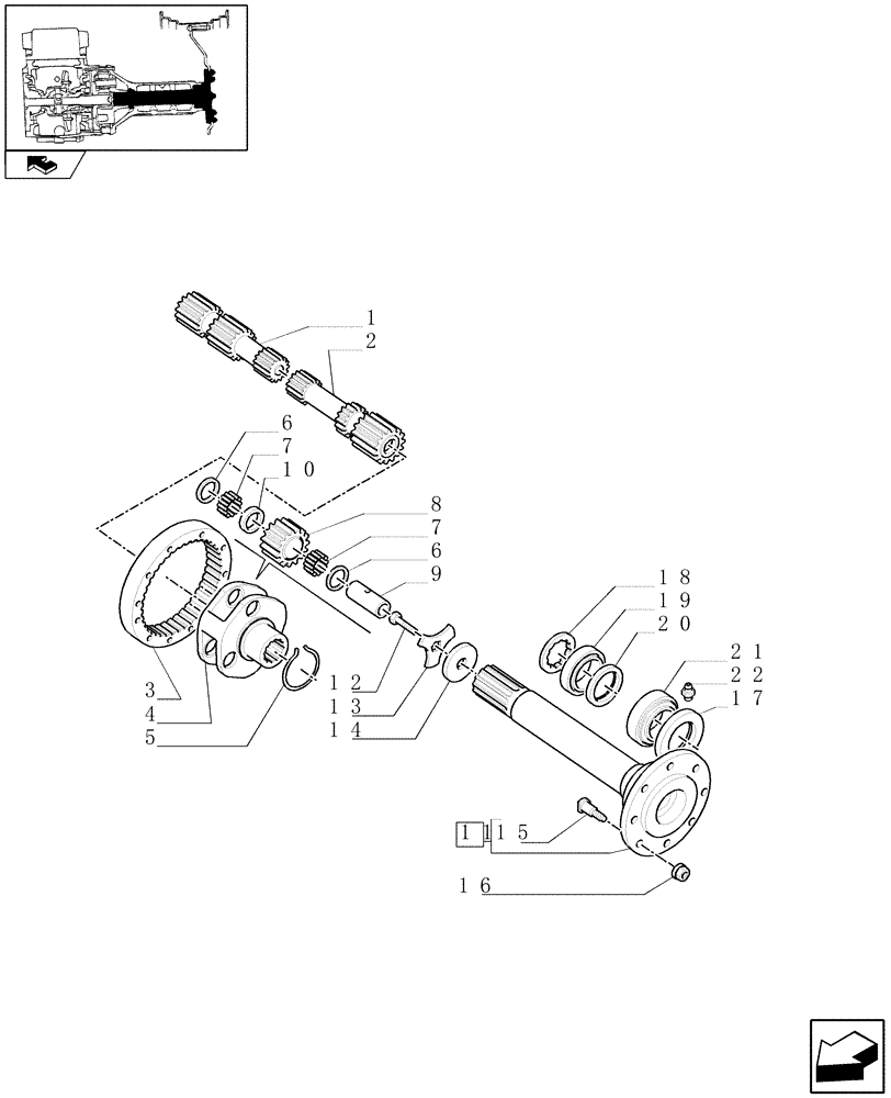 Схема запчастей Case IH PUMA 125 - (1.48.1[01]) - FINAL DRIVE, GEARS AND SHAFTS (05) - REAR AXLE