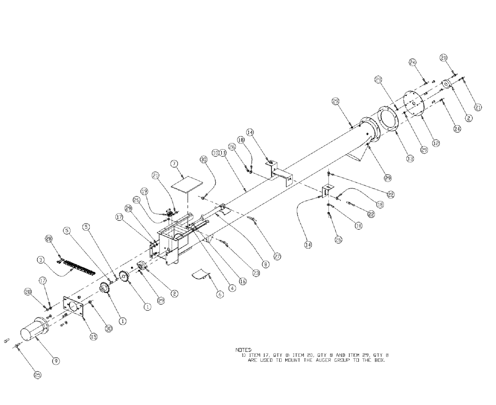 Схема запчастей Case IH 438 - (04-004) - 6" AUGER TUBE GROUP Bin Group