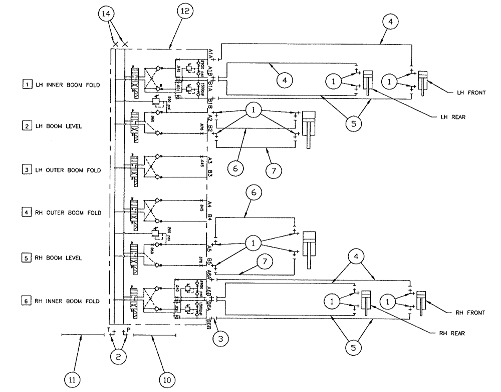 Схема запчастей Case IH SPX4410 - (06-005) - HYDRAULIC GROUP, 60’ STANDARD BOOM Hydraulic Plumbing