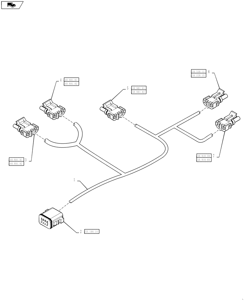 Схема запчастей Case IH 4430 - (55.100.24) - 6 SECTION BOOM HARNESS (55) - ELECTRICAL SYSTEMS