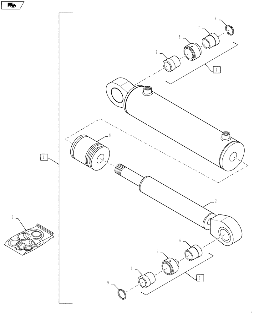 Схема запчастей Case IH 4430 - (35.964.11) - INNER BOOM FOLD CYLINDER, REAR, 90/100 BOOM (35) - HYDRAULIC SYSTEMS