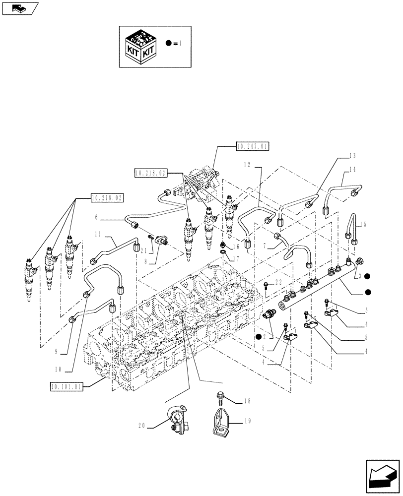 Схема запчастей Case IH 635 - (10.218.03) - FUEL LINES (10) - ENGINE