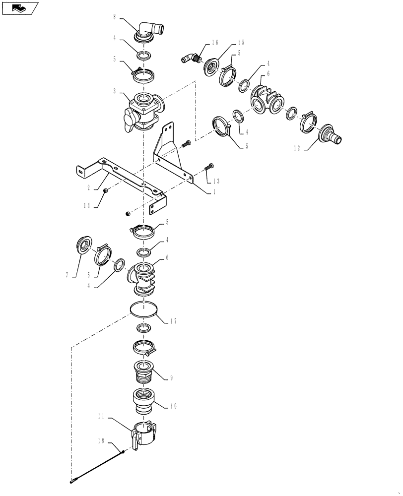 Схема запчастей Case IH 4420 - (09-066) - FILL GROUP, 2" RINSE PLUMBING Liquid Plumbing