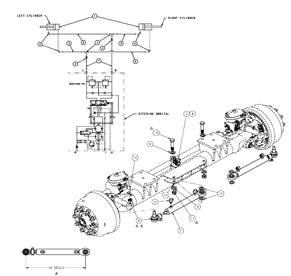 Схема запчастей Case IH FLX4510 - (06-008) - STEERING CYLINDER GROUP (07) - HYDRAULICS