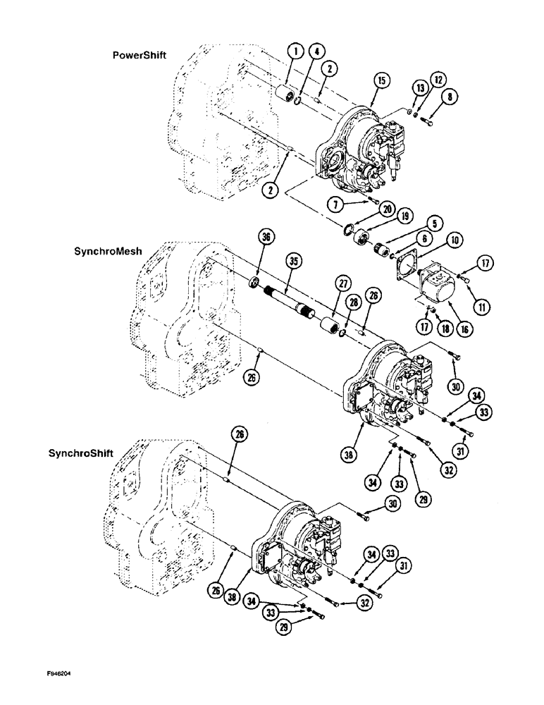 Схема запчастей Case IH 9280 - (6-094) - PTO CLUTCH MOUNTING POWER SHIFT, SYNCHROSHIFT TRACTORS (06) - POWER TRAIN