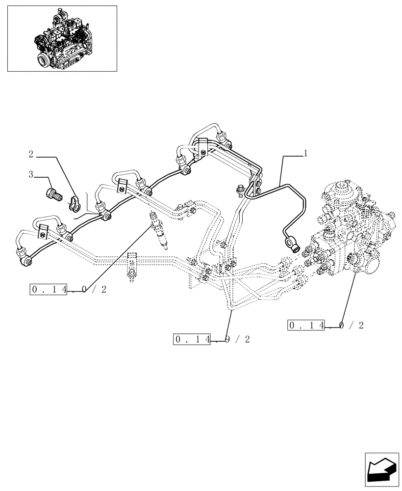 Схема запчастей Case IH MXU115 - (0.20.4/02) - INJECTION EQUIPMENT - PIPING (01) - ENGINE