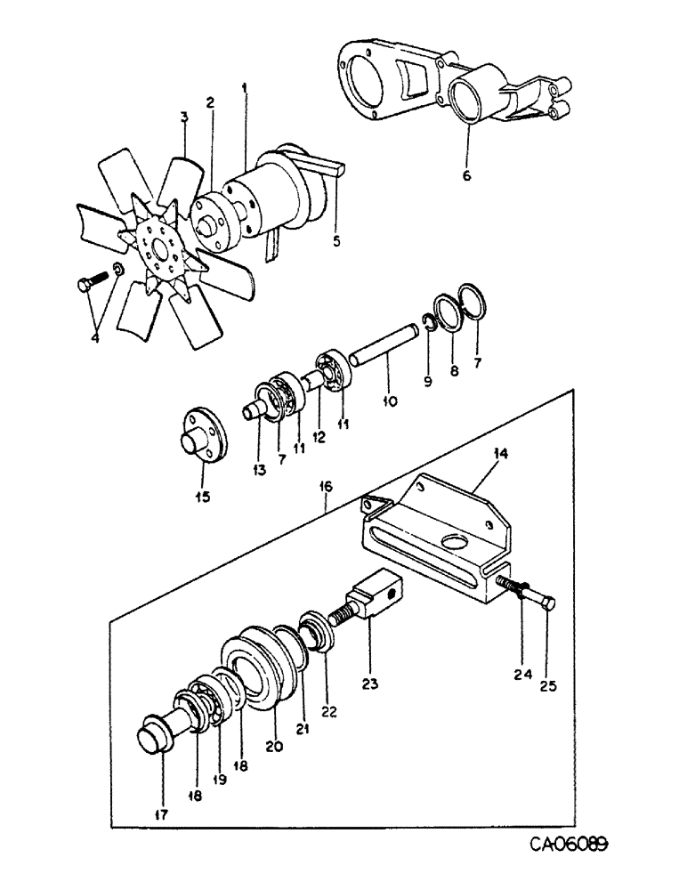 Схема запчастей Case IH 4150 - (12-16) - POWER, FAN AND IDLER PULLEY, MAZDA ENGINE (04) - Drive Train