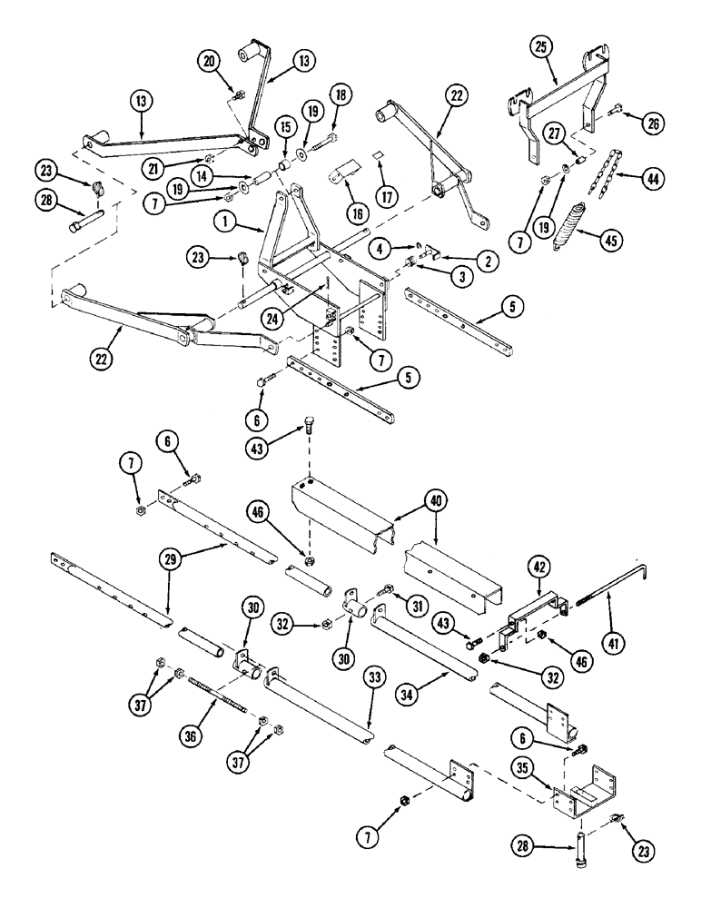 Схема запчастей Case IH C100 - (46) - MOUNTING BRACKETS AND PTO SHIELD 