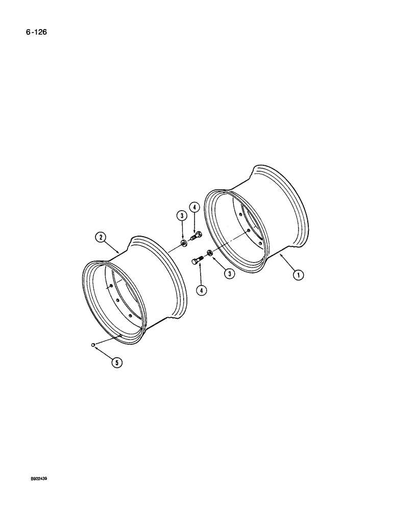 Схема запчастей Case IH 9250 - (6-126) - DUAL WHEELS, MOUNTED ON INNER AND OUTER HUBS, BAR AXLE (06) - POWER TRAIN